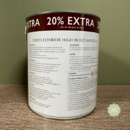 Fiddes Exterior High Build Wood Oil back of tin with label