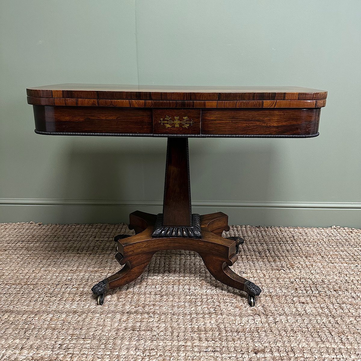 Regency Brass Inlaid Games Table Regency Brass Inlaid Games Table