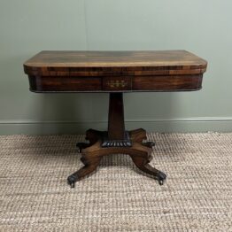Quality Antique Regency Games Table with Brass Inlay
