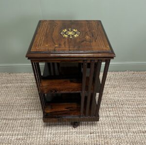 Antique Revolving Bookcase made from Rosewood with inlay