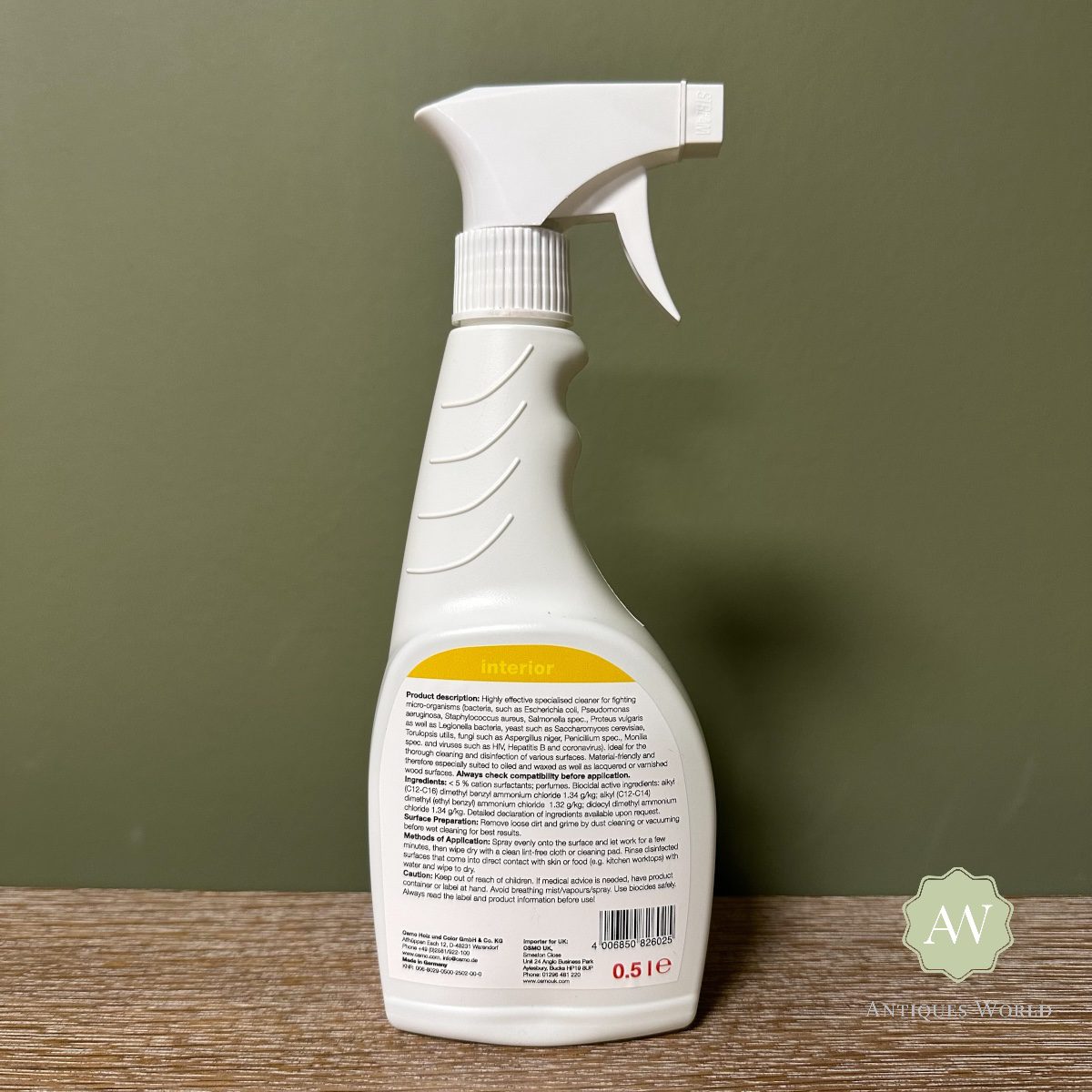 Osmo Anti Bac Wood Cleaner - 500ml 2 Osmo Anti Bac Wood Cleaner back of bottle