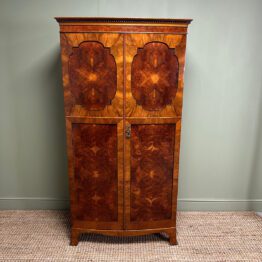 Beautiful Mahogany Bow Fronted Antique Edwardian Wardrobe