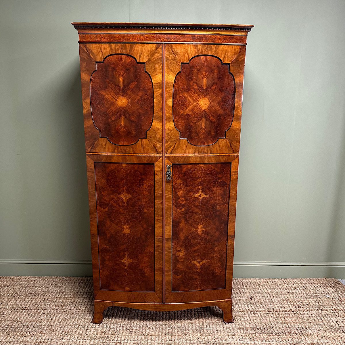 Beautiful Mahogany Bow Fronted Antique Edwardian Wardrobe 2 Beautiful Mahogany Bow Fronted Antique Edwardian Wardrobe