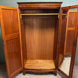 Beautiful Mahogany Bow Fronted Antique Edwardian Wardrobe
