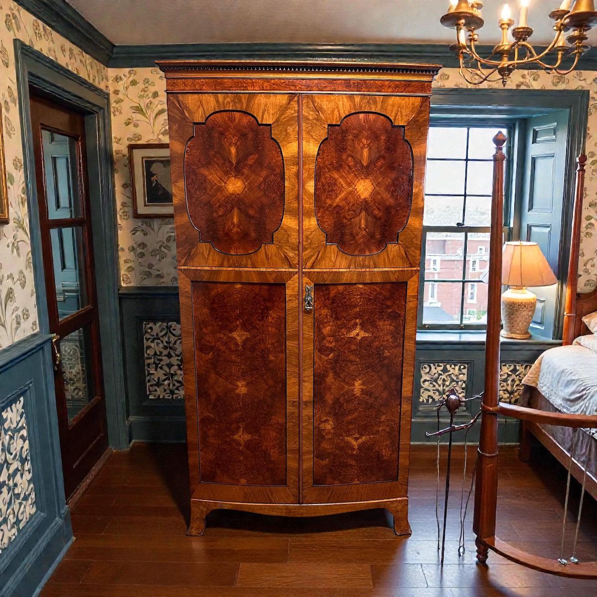 Beautiful Mahogany Bow Fronted Antique Edwardian Wardrobe 1 Beautiful Mahogany Bow Fronted Antique Edwardian Wardrobe