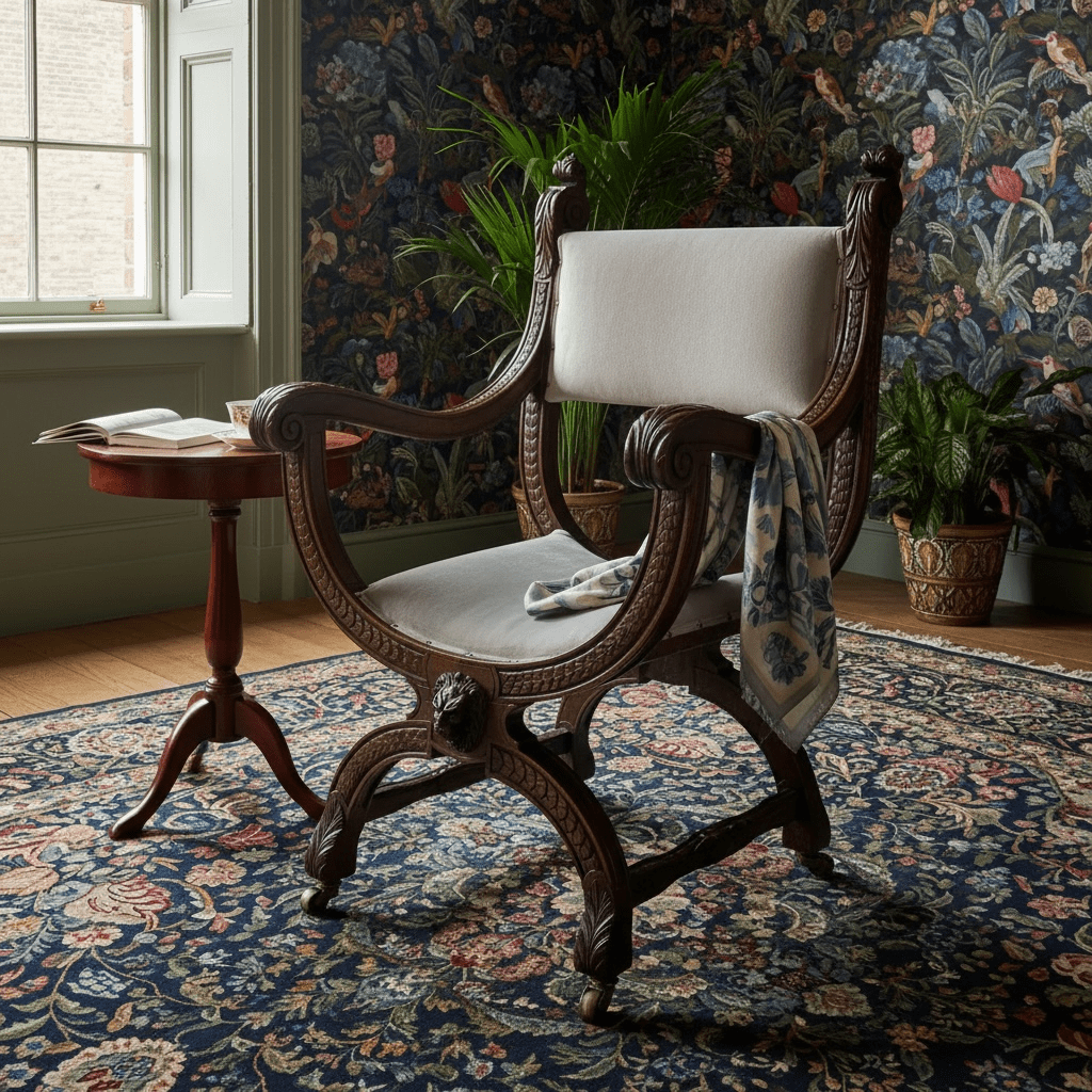 Spectacular Victorian Oak Antique Armchair