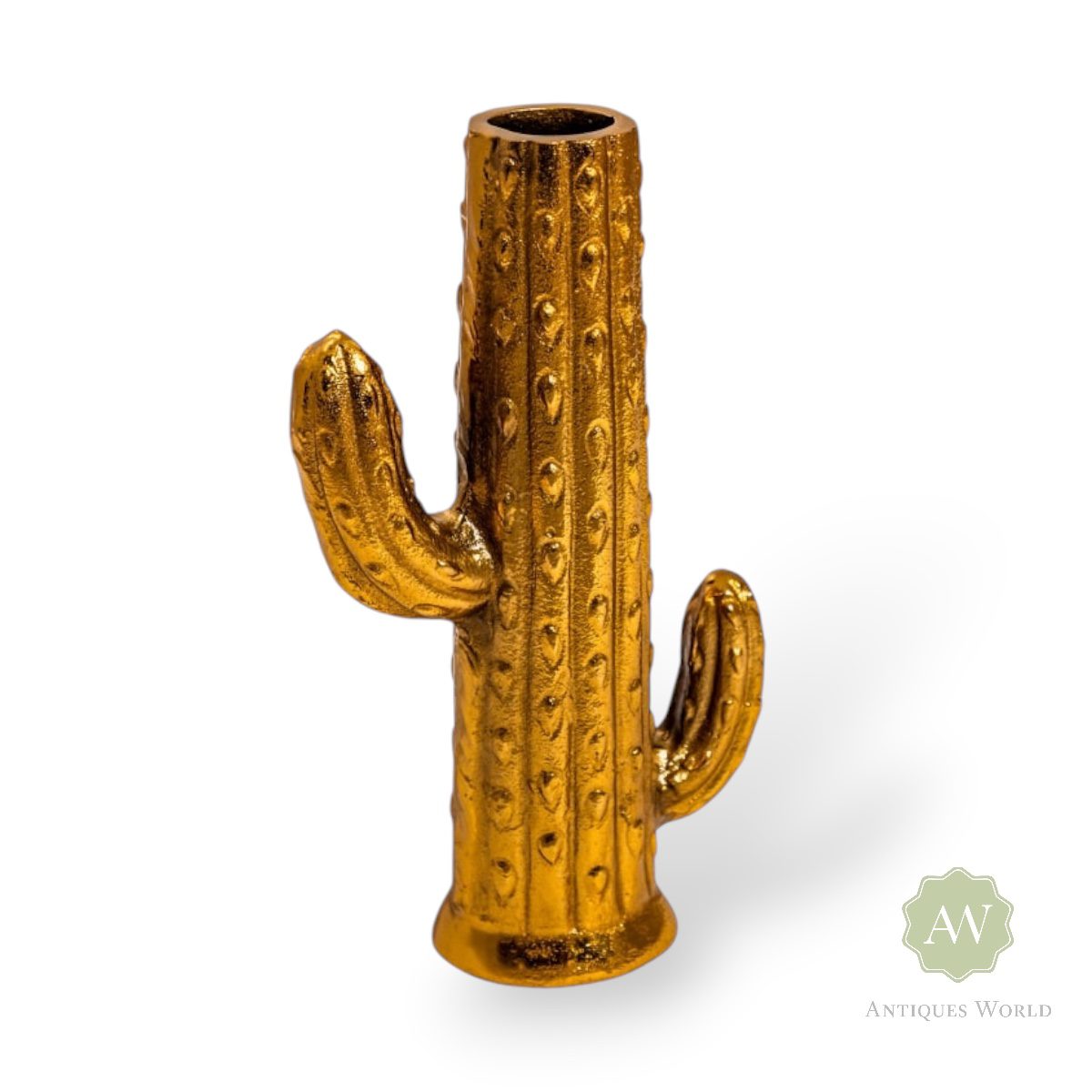 Aluminium Gold Cactus Stem Vase 1 Aluminium Gold Cactus Stem Vase Lifestyle