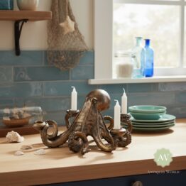 Antique Bronze Octopus Candlestick
