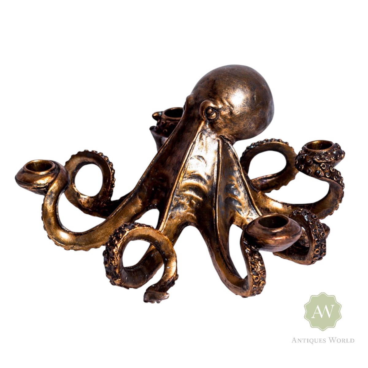 Antique Bronze Octopus Candlestick 1 Antique Bronze Octopus Candlestick