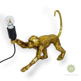 Antique Gold Crawling Monkey Table Lamp