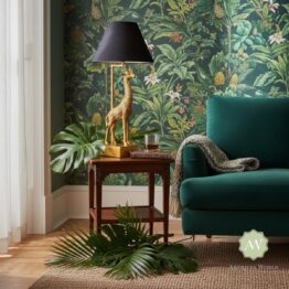Antique Gold Giraffe Table Lamp with Black Shade