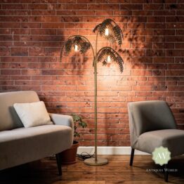 Antique Gold Palm Leaf Floor Lamp