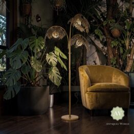 Antique Gold Palm Leaf Floor Lamp