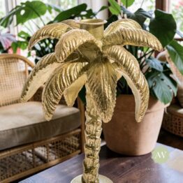 Antique Gold Palm Tree Candle Holder
