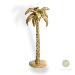 Antique Gold Palm Tree Candle Holder