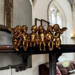 Antique Gold Sitting Row of Cherubs