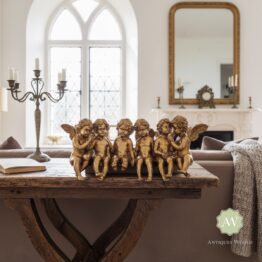 Antique Gold Sitting Row of Cherubs