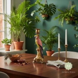 Antiqued Ornate Parrot Candle Holder