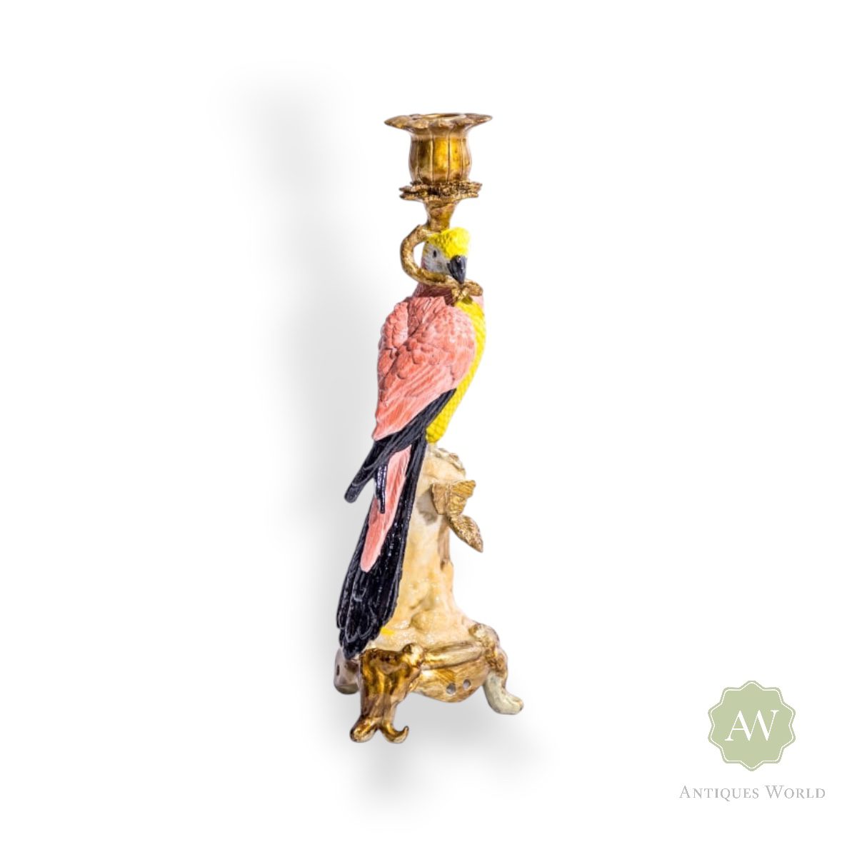 Antiqued Ornate Parrot Candle Holder 1 Antiqued Ornate Parrot Candle Holder