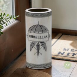 Antiqued White Ceramic Umbrella Stand