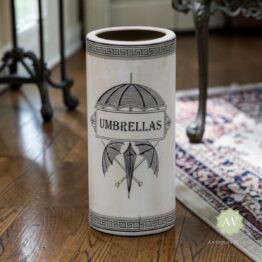 Antiqued White Ceramic Umbrella Stand