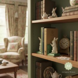Cast Iron Antiqued White Rabbit Bookends