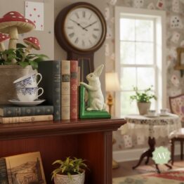 Cast Iron Antiqued White Rabbit Bookends