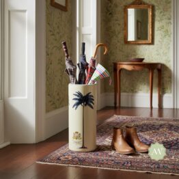 Ceramic Lithograph Palm Tree with Royal Seal Umbrella Stand