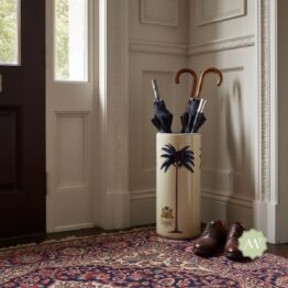 Ceramic Lithograph Palm Tree with Royal Seal Umbrella Stand