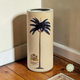 Ceramic Lithograph Palm Tree with Royal Seal Umbrella Stand