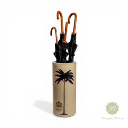 Ceramic Lithograph Palm Tree with Royal Seal Umbrella Stand