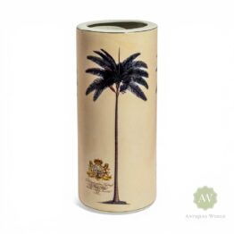 Ceramic Lithograph Palm Tree with Royal Seal Umbrella Stand