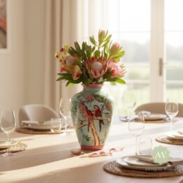 Colourful Parrot Floral Ceramic Vase