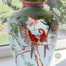 Colourful Parrot Floral Ceramic Vase