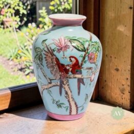 Colourful Parrot Floral Ceramic Vase