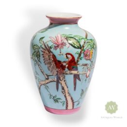 Colourful Parrot Floral Ceramic Vase