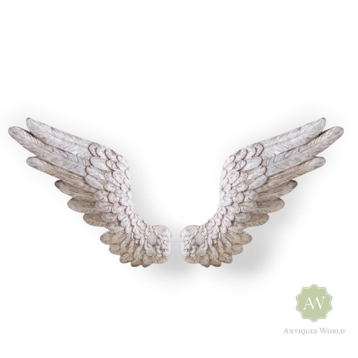 Pair of Antique White Angel Wings Wall Décor