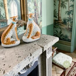 Pair of Ceramic Sitting Leopard Figures