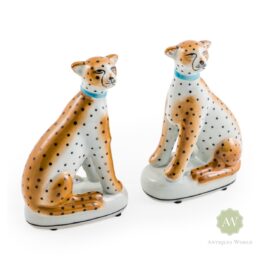 Pair of Ceramic Sitting Leopard Figures