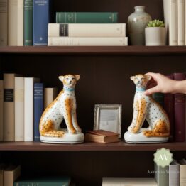Pair of Ceramic Sitting Leopard Figures