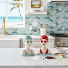 Set of Ceramic Beach Swimmers Salt & Pepper Shakers