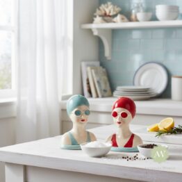 Set of Ceramic Beach Swimmers Salt & Pepper Shakers