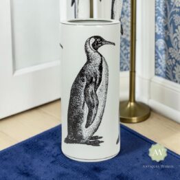 White Ceramic Penguin Umbrella Stand