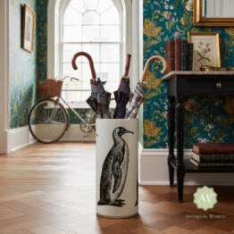White Ceramic Penguin Umbrella Stand