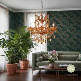 Amber 5 Branch Murano Chandelier