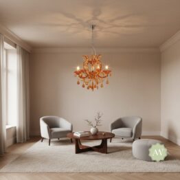 Amber 5 Branch Murano Chandelier