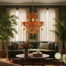 Amber 5 Branch Murano Chandelier