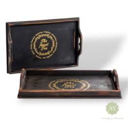 Antique Black Wooden Finest Tea Tray