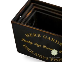 Antique Black Wooden Herb Garden Planters