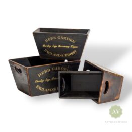 Antique Black Wooden Herb Garden Planters